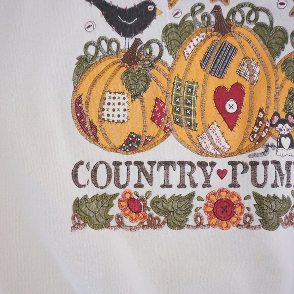 Vintage Delta Country Pumpkin Sweatshirt White 90s Fall Grandmacore Cabincore XL - Picture 8 of 11